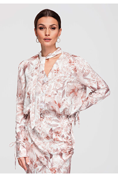 OMBRE Femei Cămașă Elegantă OW-SH-E0033 Damă Stilată Taupe