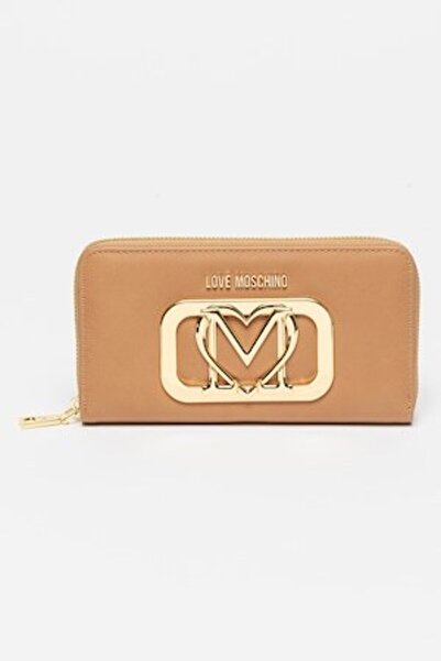 Love Moschino Wallet with Metal Logo Application, Caramel