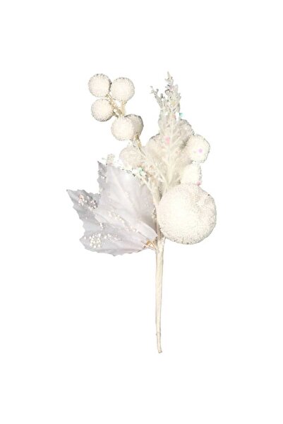 Goliat PIK GAŁĄZKA ozdobna z jabłkiem ośnieżona 20 CM biała