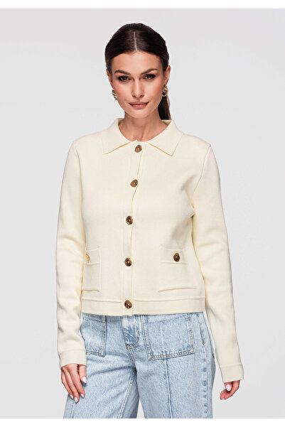 OMBRE Women's Elegant Cardigan OW-SWCD-0103 Ecru