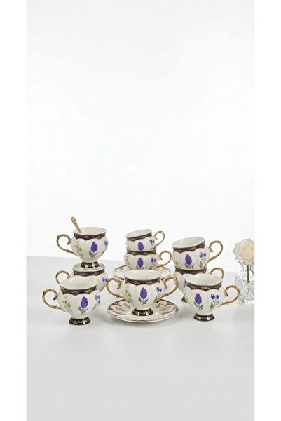 Ogeda Home, Buenos Lavanta Çiçekli 6'lı Fincan Takımı-6'lı Mor Çiçekli Türk K...