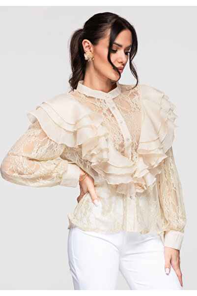 OMBRE Košile V-1 ecru ONESIZE Ecru