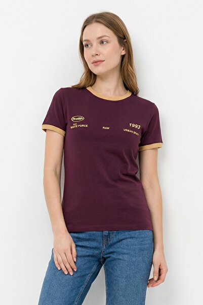 Rays Tricou Roșu Claret cu text în față și în spate cu imprimeu 8076