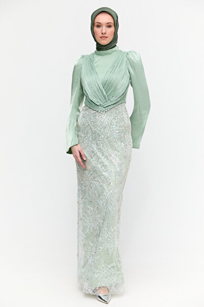 Setrms Pul Payet Detaylı Dantelli Abiye