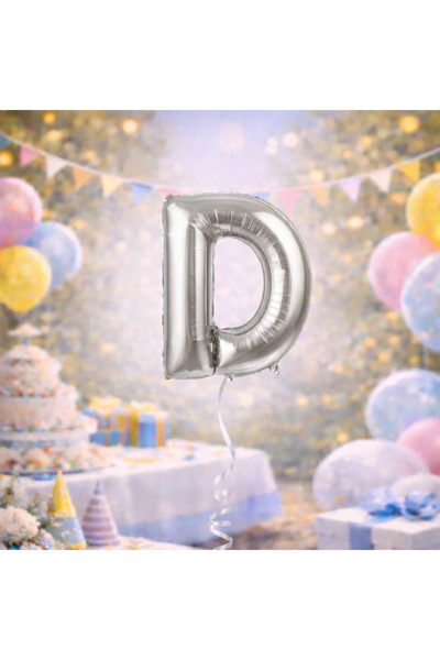 Happyewent Silver Letter D Foil Balloon 40” (100 cm) – Helium Compatible, Pac...
