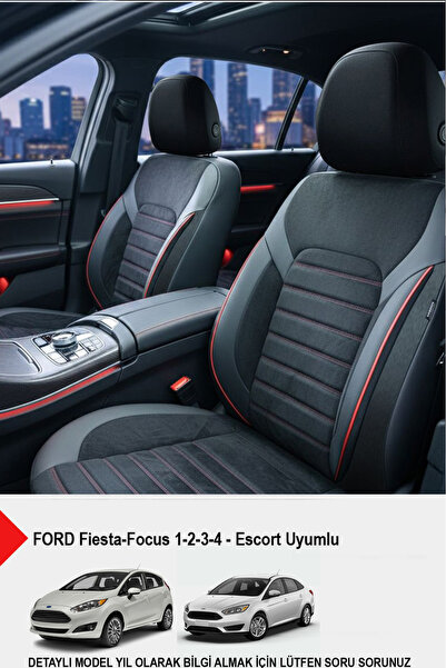 GM-DESIGN غطاء مقعد سيارة فاخر من سلسلة ألكانتارا - (متوافق مع فورد فوكس-فييستا)