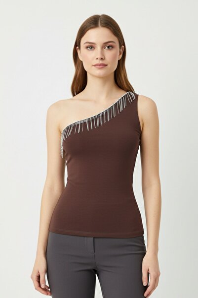 Rays Brown Chain Detail Strap Blouse 15049