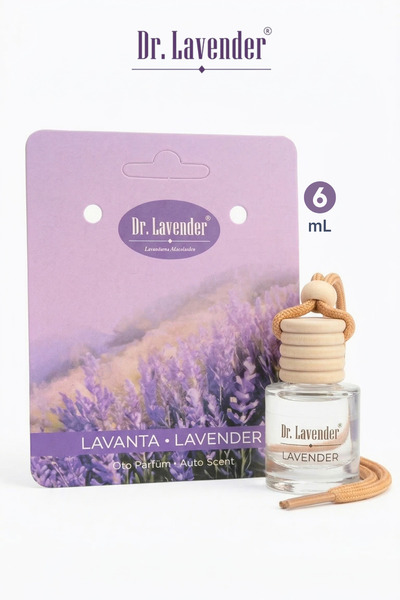 Dr.Lavender Lavanta Kokulu Oto Parfüm 6 ml Bambu Kapaklı Askılı Cam Şişe Araç...