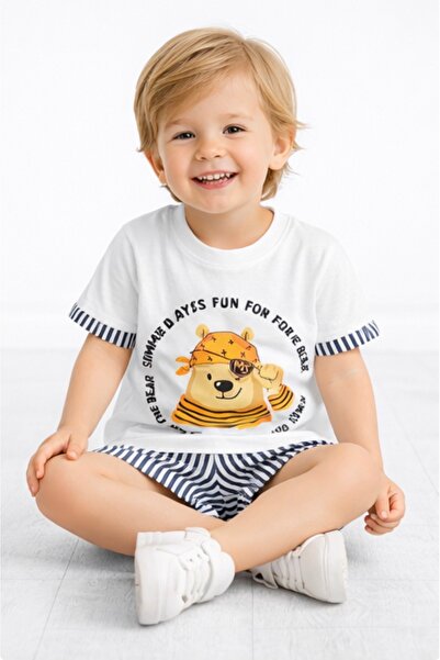 Melodikids طقم قطني صيفي للأولاد مكون من قطعة علوية وسفلية