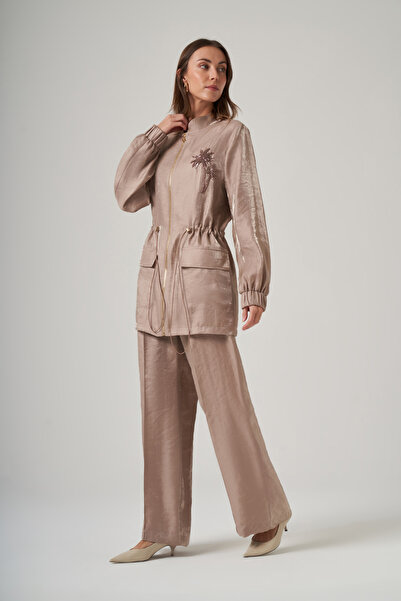 Nuss Stone Processing C Pocket Detail Trouser Suit 1032 Beige
