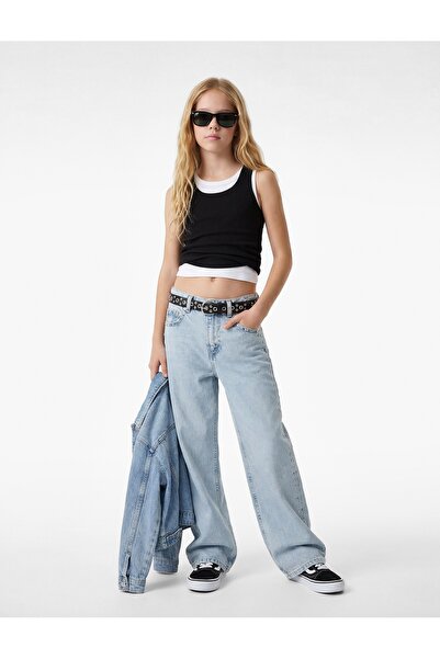Koton Pantaloni din denim cu picioare largi din bumbac
