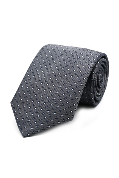 Sade Kravat Gray Black White Small Checked Tie 31735 Gray