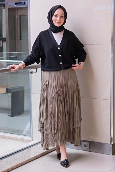 sentez giyim Sentez Viola Parçalı Kırıştırma Etek