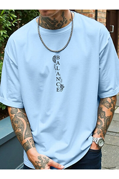 SUNFREE Balance Printed Oversized Crew Neck Short Sleeve Tshirt