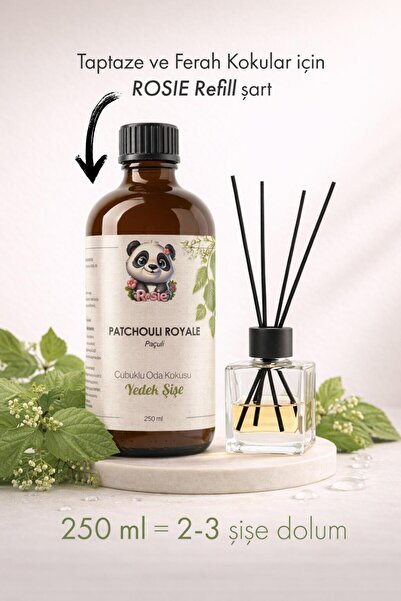 Rosie Patchouli Royale Çubuklu Oda Kokusu Yedek Şişe 250 ml – Paçuli & Amber Notalı Yedek Şişe