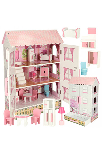 Ikonka Ikonka children's dollhouse, with 3 levels and 4 rooms, fully equipped...