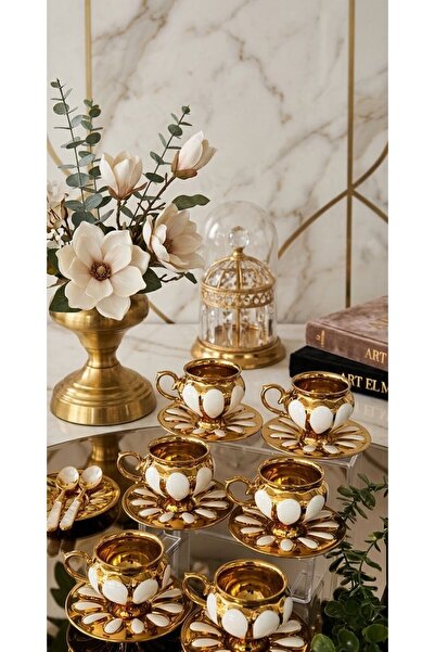 Ogeda Home, Buenos 6'lı Gold Lüks Fincan Takımı-6'lı Vintage Esintili Fincan ...