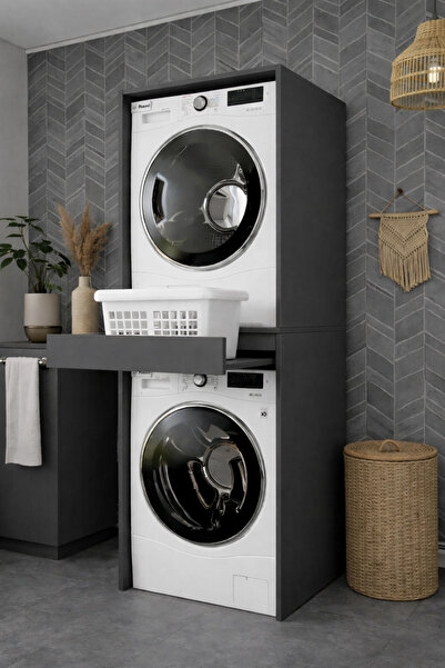 258 MoLife Luna Çamaşır Ve Kurutma Makinası Dolabı Çekmeceli Banyo Dolabı - A...