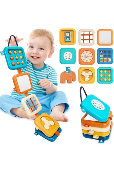 OEM Jucărie interactivă Busy Cube pliabilă 8 în 1, multicoloră, 12 luni+
