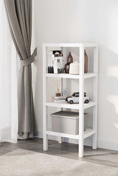 Tebessüm Home 4 Katlı Çok Amaçlı Raf Ünitesi Ahşap Görünümlü Plastik Organize...