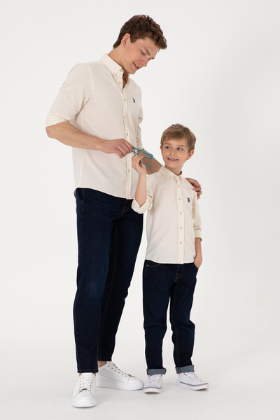 U.S. Polo Assn. Long-sleeved shirt on beige with logo Embroidered