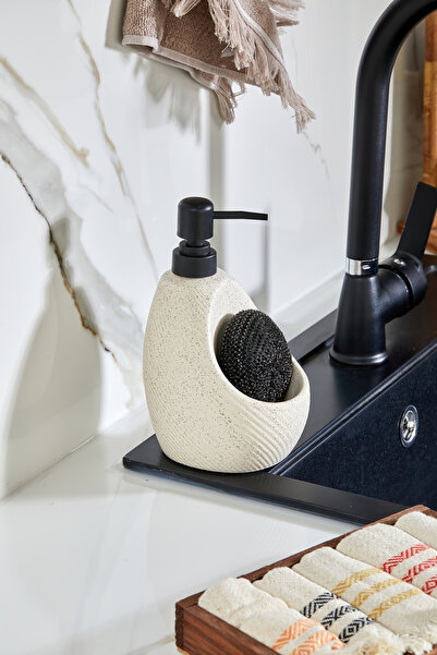 Cooker 650 ml Ceramic Liquid Soap Dispenser with Sponge Holder Ckr3559