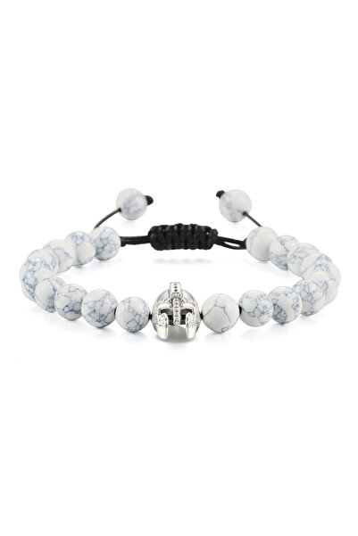 EFAYN.RO Men's bracelet, adjustable, Spartan warrior helmet pendant, M4, silv...