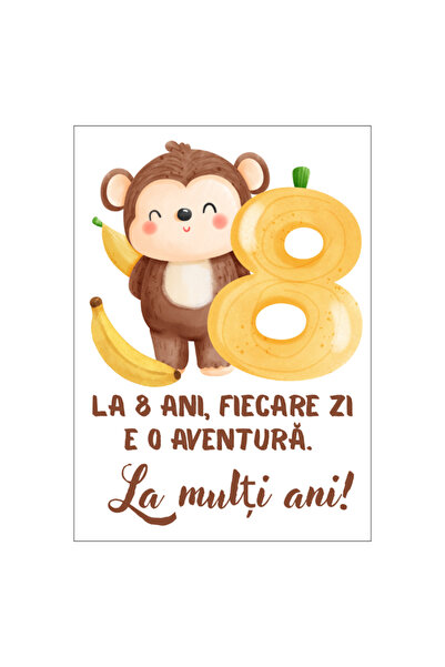 OEM 8th birthday card, 13x18cm, with envelope, cardboard