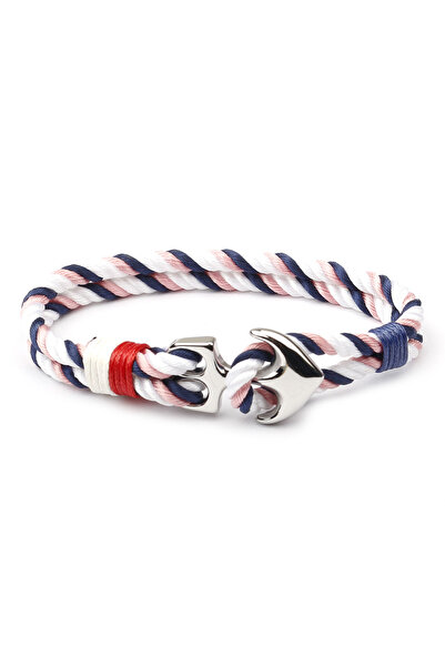 EFAYN.RO Sailor bracelet with anchor, white and pink, unisex, EFAYN