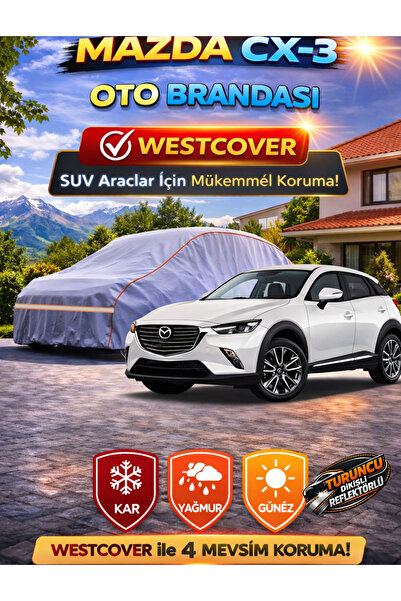 WestCover غطاء سيارة متوافق مع مازدا CX-3 (خياطة برتقالية-رمادية)، خيمة سيارة