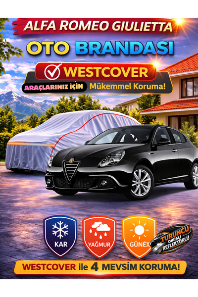 WestCover غطاء سيارة متوافق مع ألفا روميو جوليتا (خياطة برتقالية-ريفي)، خيمة ...