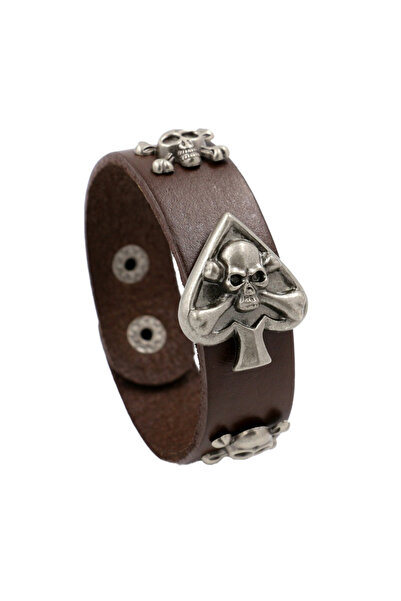 EFAYN.RO Eco- Leather bracelet, gambler model accessorized with skeleton head...