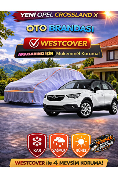 WestCover غطاء سيارة أوبل كروس لاند متوافق (خياطة برتقالية-ريف) من ماركة أوتو...