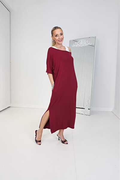 BUKETLİ Women's Viscose Combed Cotton Loose Dress with Extra Tank Inside