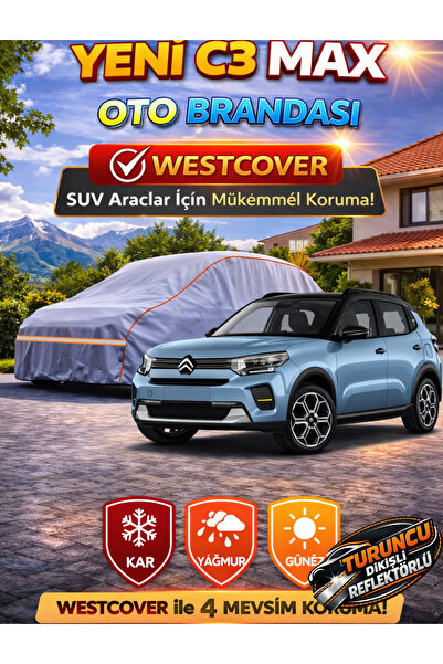 WestCover غطاء سيارة سيتروين C3 ماكس SUV متوافق (خياطة برتقالية-رمادي) من مار...