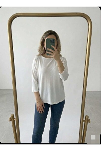 Azram Fashion kadın bisiklet yaka dirsek kol bluz