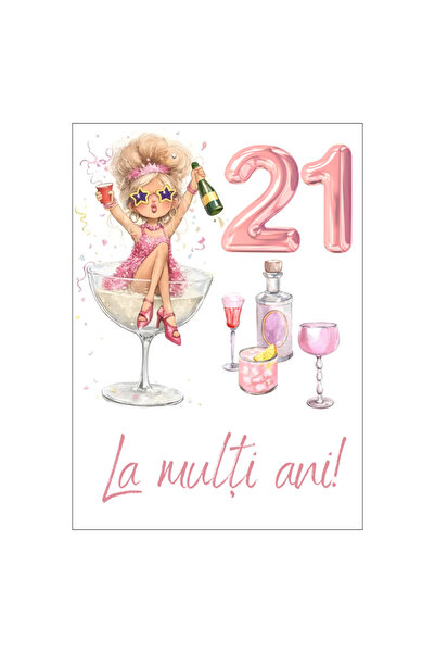 OEM 21st birthday card, 13x18cm, with envelope, cardboard