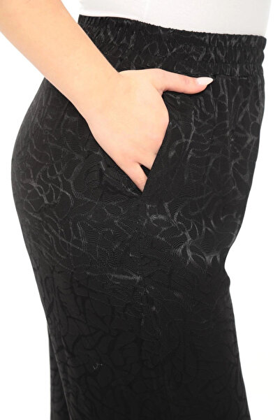 Lady Majestic Pantaloni confortabili croială pentru femei cu talie elastică jacard – Casual, eleganți și confortabili