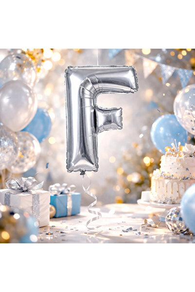 Happyewent Silver Letter F Foil Balloon – Packaged Party Decoration (40 cm)