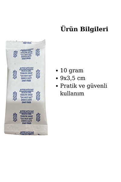 KEEPSAKE 10 Gr 50 Adet Silika Jel Nem Alıcı Paket Silikajel Rutubet Önleyici Nem Giderici