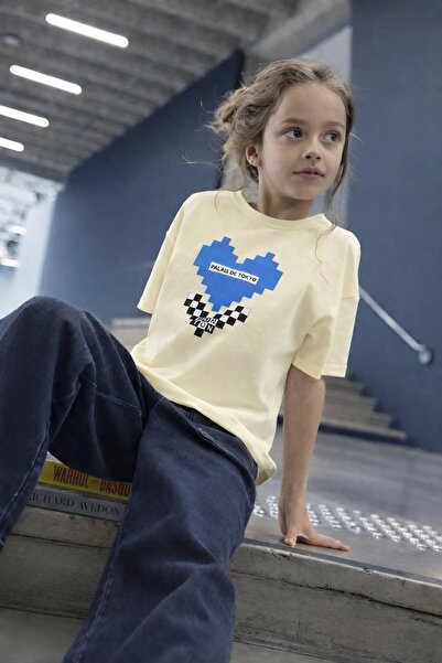 E-ROMA Palais De Tokyo Printed Oversized Unisex Children's T-Shirt 1Gh3