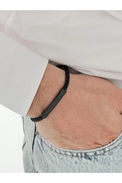 FERRO Black Steel and Leather Men's Bracelet Frj10103B-G 2-Year Warranty Gift...