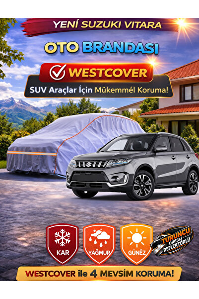 WestCover غطاء سيارة سوزوكي فيتارا SUV متوافق (خياطة برتقالية-رمادي) من ماركة...