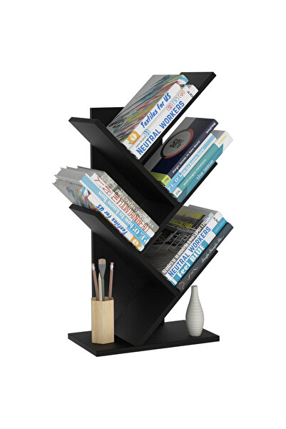 FLYPRO 4 Tier Tree Bookshelf, Small Bookcase, Modern Wood Book Storage Rack, ...