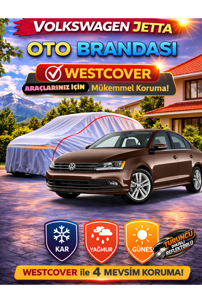 WestCover غطاء سيارة فولكس فاجن جيتا متوافق (خياطة برتقالية-رفل) من ماركة أوت...