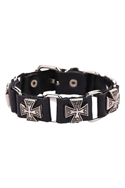 EFAYN.RO Bratara retro punk, model cu cruci multiple, tematica religioasa, re...