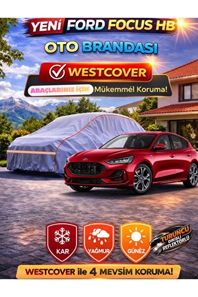 WestCover غطاء سيارة متوافق مع فورد فوكس هاتشباك (خياطة برتقالية-ريف) من مارك...