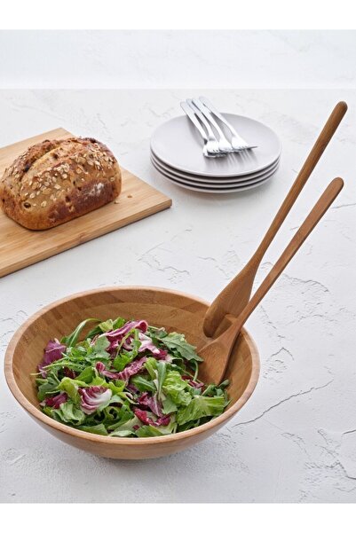 IKEA Grönsaker Bamboo Serving Bowl, Bamboo Pieces, 28 cm and Serving Spoon