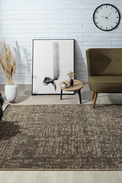 CASERA HOME New Antik Bej Halı Yıkanabilir Kaymaz Taban Şönil Kilim Dokuma Pa...