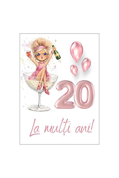 OEM 20th anniversary card with envelope, cardboard, 13x18cm